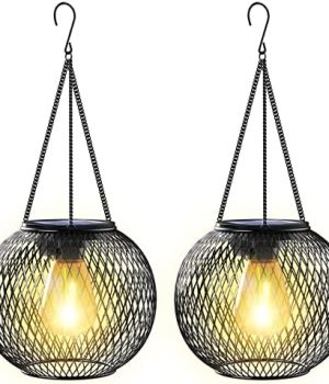 Solar Lantern Outdoor Waterproof, KagoLing Upgraded Hanging Solar Lights Outdoor Garden Decorations Decorative Lighting Solar Powered Waterproof Tree Lantern for Garden Yard Patio Pathway, 2 Pack